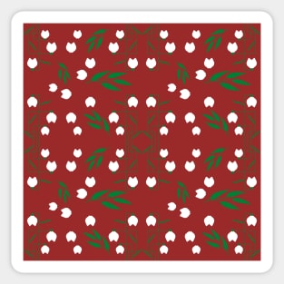 Snowdrop Flowers Pattern in Garnet Color Sticker